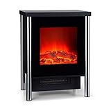 Klarstein Copenhagen - Chimenea eléctrica, Chimenea electrónica, 2 Niveles de Potencia: 950 o 1900 W, Llama simulada Vidrio Frontal, Termostato, Negro
