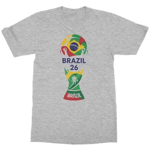 Brazil 26 Trophy Graphic | Soccer Pride Fans Unisex T-Shirt (Ash, XX-Large)