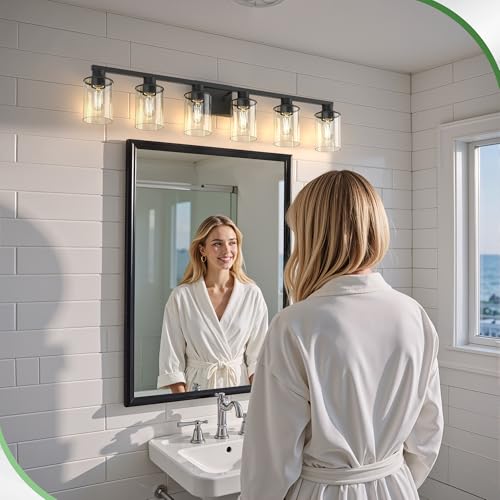 Image of DORESshop Bathroom Vanity Light Fixture Over Mirror 6-Light Black