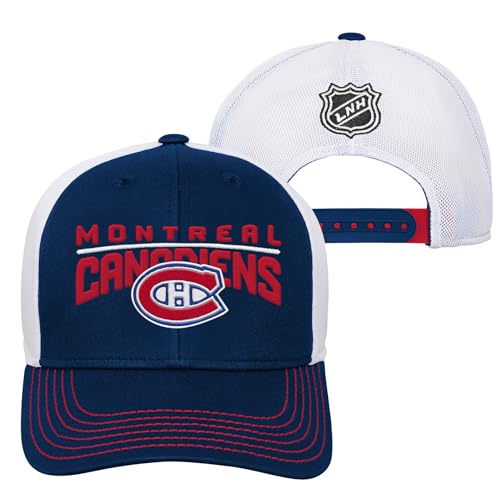 Outerstuff NHL Youth Boys Adjustable Snapback Meshback Trucker Baseball Cap, Montreal Canadiens Team Color
