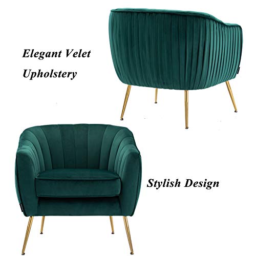 Sillón tub con tapizado suave y patas doradas verde miniatura 6