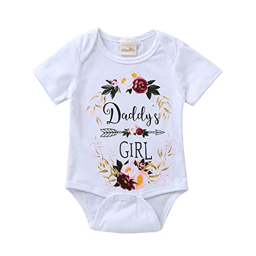 Zlolia Newborn Boys&Girls Letter Print Romper Cotton Round Neck Comfort Short Sleeve Jumpsuit Kids Summer Fashion Outfits White