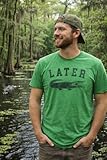 Mens Later Alligator T Shirt Funny Gator Joke Saying Tee for Guys Funny T Shirts Sarcastic Apparel for Men Cool Animal Short Sleeve Novelty Tees for Guys Green - XL