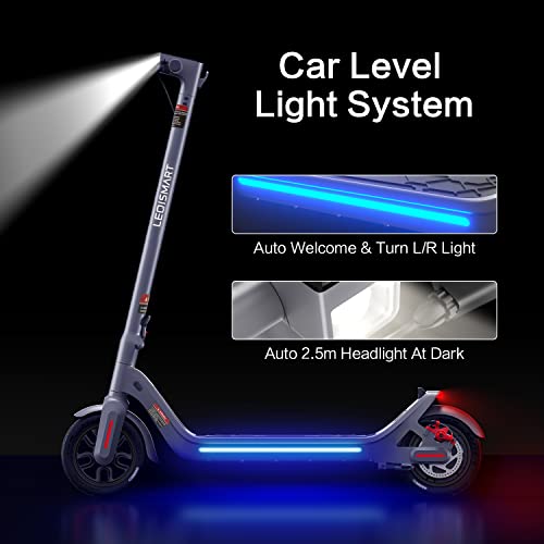 Leqismart A8 Electric Scooter Adults & Scooter Lock, 28 Miles Long-Range Battery, Gyroscope Speed Control And Intelligent Light Sense, 9" Anti-Puncture Air Filled Tires, Max 630W Motor & Foldable #TOP5