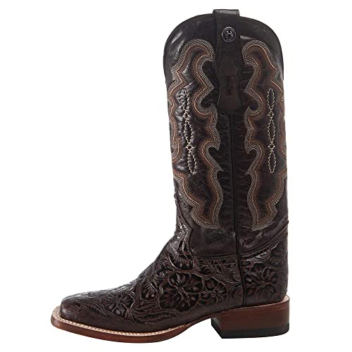 Women's Embossed Floral Hand Tool in Chocolate Brown Cowgirl Boots3