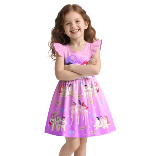 Girls Fashion Dresses Kids Singer Graphic Playwear Novelty Casual Wear Birthday Gift 4-5 Years DarkPink