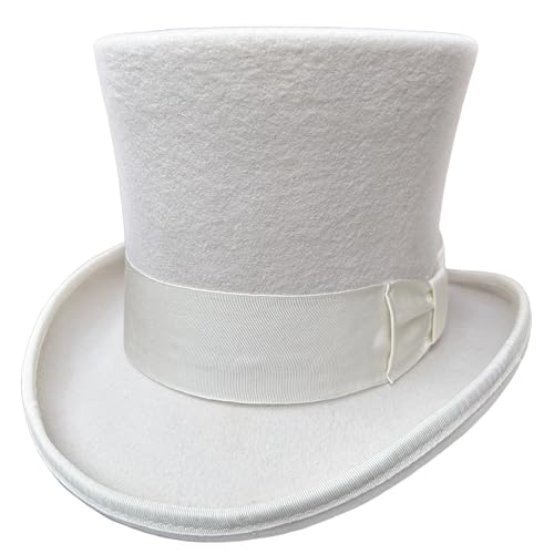 White Wool Felt Men Top Hat Wedding Mad Hatter 7 Tall Topper Hats (L = 59cm (7 3/8))