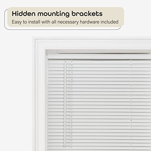 Cordless Room Darkening Mini Blind - 23 Inch Length, 64 Inch Height, 1" Slat Size - Pearl White- Cordless Gii Deluxe Sundown Horizontal Windows Blinds For Interior By Achim Home Decor #TOP2