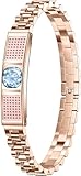 Fitness Armband Damen Elegant Smart Armkette Schmal Schrittzähler Damen Schmuck Rosegold Silber Armreif Fitness Tracker ohne App und Handy Schlaftracker Herzfrequenzmesser Fitnessarmband Kalorien