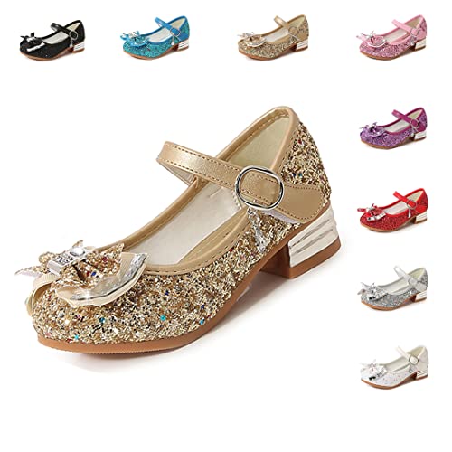 Girls Dress Shoes Wedding Party Princess Glitter Golden Shoes (Toddler/Little Kid/Big Kid) 7.5 M Us Toddler #TOP2