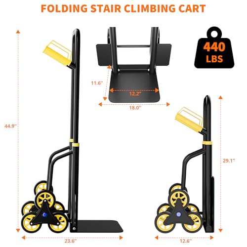 Carretilla de mano para escaleras 440 lb con 6 ruedas antideslizantes miniatura 3
