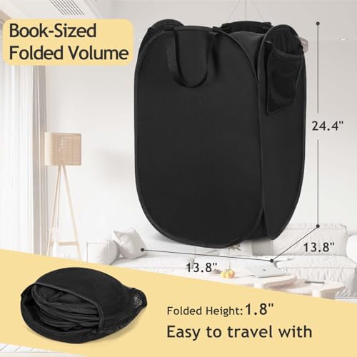 Image of Upgraded Pop-up Laundry Hamper 2 Pack, 70L(18.5 Gal) Laundry Basket with Thickened 600D Oxford Fabric,2.4X Denser Mesh Side Pocket, 0.2mm Added Thickness Steel Frame, Easy to Open and Fold for Storage