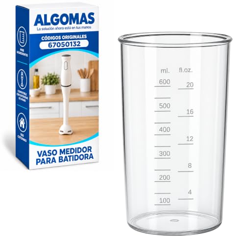 ALGOMAS® Vaso Medidor para Batidora 600 ml | 67050132 | Ligero, Resistente y Transparente | Compatible con Batidoras de Mano | Apto Lavavajillas | Ideal para Cocina y Repostería