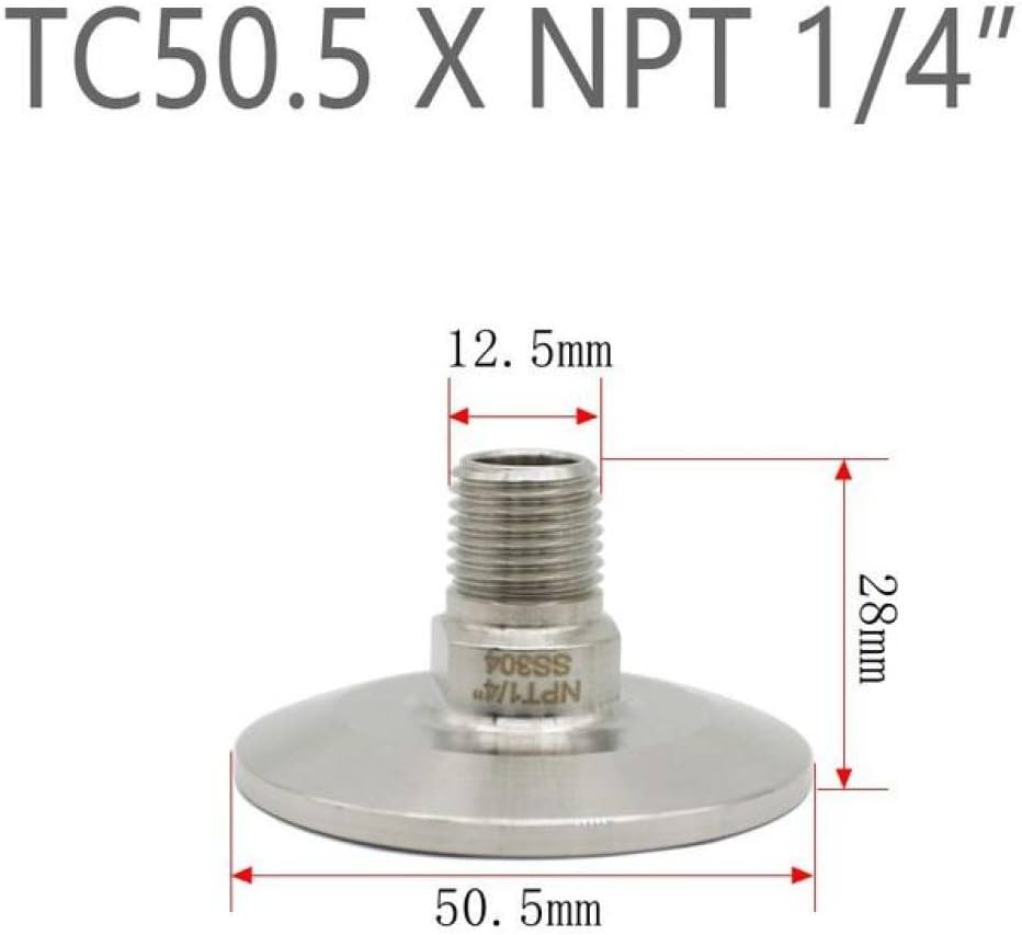 Thread Adapter Fittings 25.4mm, 34mm, 50.5mm, 64mm x 1/4 Plumbing Water Applications - 5(Tc50.5 X Dn8,10 Pac)