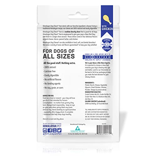 Himalayan Dog Chew Original Yak Cheese Dog Chews, 100% Natural, Long Lasting, Gluten Free, Healthy & Safe Dog Treats, Lactose & Grain Free, Protein Rich, Chicken Flavor, 4.5 Oz Resealable Pouch #TOP3