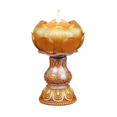 LED Resin Lamp Tibetan Electronic Butter Lamp Buddhist Table Centerpiece Decor