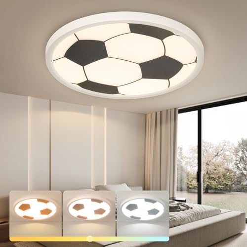 EASY EAGLE Plafonnier LED Football, Lampe Plafond Moderne 3000K/4000K/6500K, Luminaire Plafonnier Rond pour Salle de Bain, Cuisine, Salon, Chambre, Chambre...