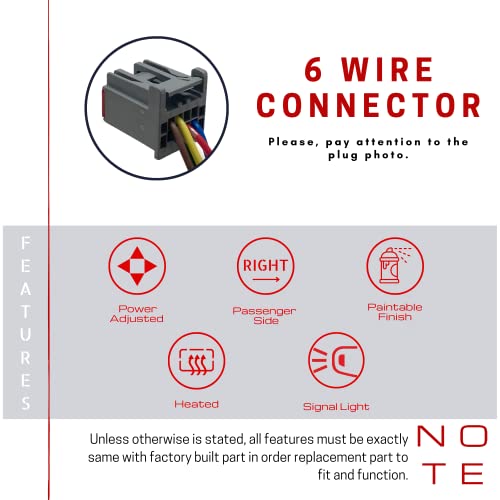 Spieg Fo1321457 Passenger Side Mirror Replacement For Ford Fiesta 2011-2019 Power Heated W/Spotter W/Turn Signal Light Black Cover (Rh) #TOP6