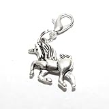 Kreativer Schmuckteil Charms Anhänger Einhorn mit Karabiner Antiksilber (10213) 36x16mm 1Stk.