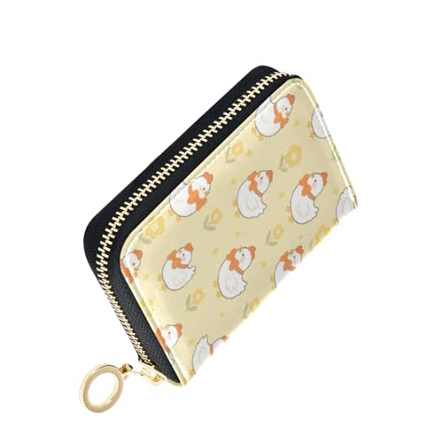 Women's Cute Chicken Yellow Credit Card Holder Wallet Leather Zipper Card Case for Ladies Girls 20301217