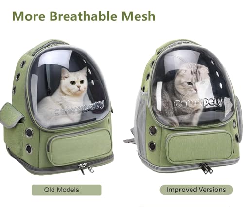 Image of Cat Backpack Carrier Expandable Pet Carrier Backpack for Small Medium Cats Fit Up to 18 Lbs, Foldable Puppy Backpack Carrier for Travel, Hiking (Green, 11L x 16.5W x 13.4H)
