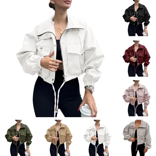 Veste d'été courte zippée ultra légère avec grandes poches fonctionnelles