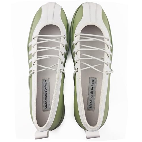 Women's Platform Oxford Sneakers Ultra-Soft Insoles Premium Microfiber Upper Arch Support Casual Low-Top Lace-Up Flats for Walking Daily Casual Dressy Super Comfy Breathable US Size 7 Light Green3