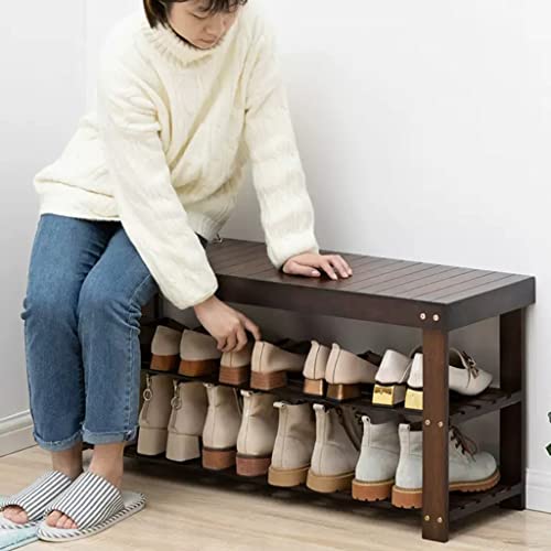 Banc à chaussures entrée étroite solution gain de place 3 niveaux bambou - 2