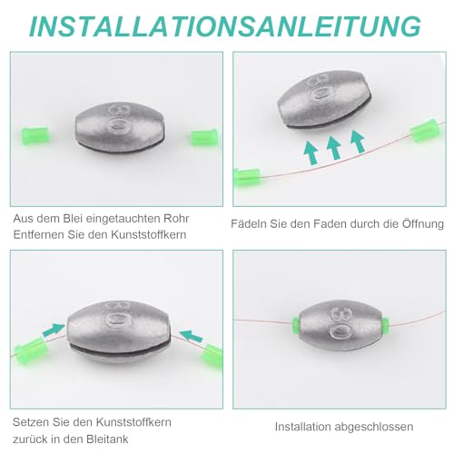Foto von ATSGJLZN 50 Stück Dropshot Blei, Gngelblei Set,blei Angeln,Angel Blei Set mit Silikonstöpsel Angelzubehör, Angelgewichte für Outdoor-Sportarten Angeln(2/3/4/5/7/8/10/15/20/25g 10 Größen)