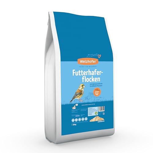 Welzhofer Haferflocken 25kg Wildvogelfutter - Großblatt-Flocken, geschält, gedämpft. Futterhaferflocken reich an Kohlenhydraten, Eiweiß, Fett, Vitaminen. Ideales Futter für Wildvögel
