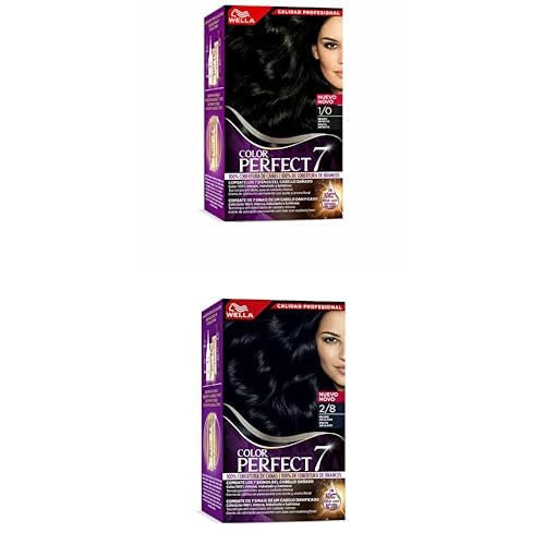 Wella Color Perfect Coloración Permanente para un cabello hidratado y luminoso - Tonos Negro Infinito + Negro Azulado