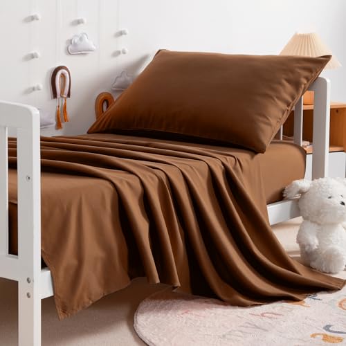 NTBAY Toddler Microfiber Sheet Set, 3 Piece, Brown
