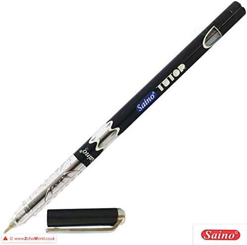 SAINO 5 x 0.6mm Fine Tip Ball Pens Tutor BLACK Ballpoint Pens Ultra Smooth Soft