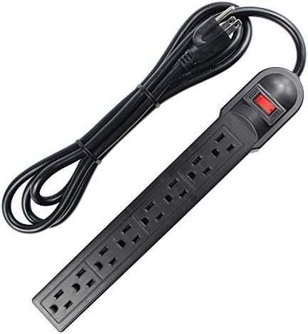J.VOLT 8 Outlet Surge Protector Power Strip, Extension Cord, 6-Foot Cord, 750 Joules, Lit On/Off Switch, Home and Business Use, UL Listed (SKU 1618)