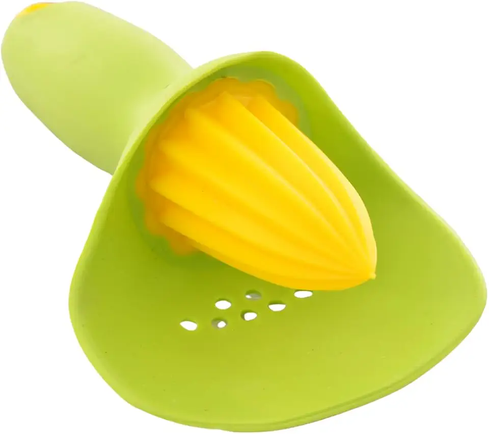 Espremedor Manual de Limão e Laranja, Silicone, com Recipiente Coletor de Sementes, para Cozinha (VERDE)