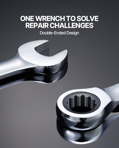 Image of VEVOR Combination Wrench Set, 16-Piece Ratcheting Wrench Set with Organizer Rack, Cr-V Steel, Metric 8 mm to 24 mm, Ideal for General Household, Garage, Workshop, Auto Repairs, Emergency