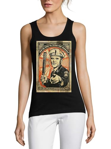Débardeur en coton pour femme noir top d'été col rond