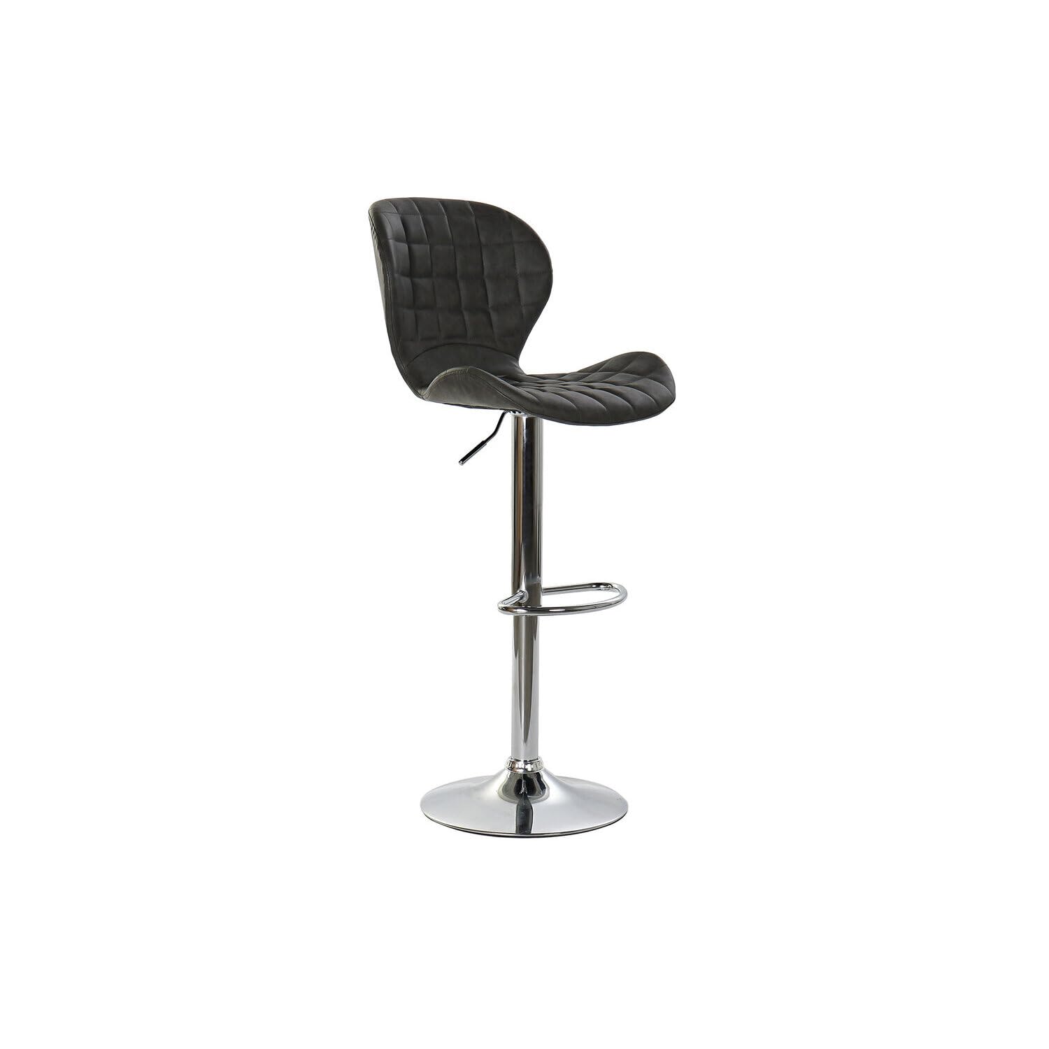 Tabouret de bar gris sombre en similicuir et métal 47x50x110 cm pour mange-debout