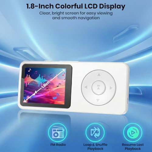 Image of AUDIOCULAR M61 MP3 Player with Bluetooth 5.3, Built-in Speaker, FM Radio, 16 /32GB Integrated SD Card Storage (Up to 128GB), Type-C Charging