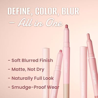 COLORGRAM All In One Over-Lip Maker 01 Warm Peach | Versatile Lip Liner & Contour with Natural Shades, Matte finish, Bigger er Lips, Plumping effect, Smooth creamy texture