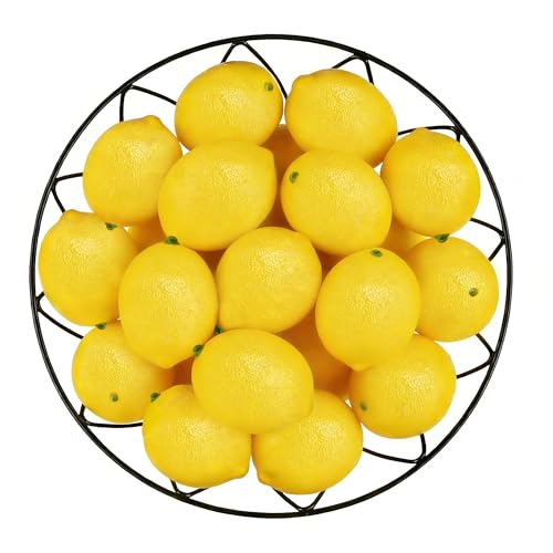 Toopify Fake Lemons, 20 Pcs Ultra Realistic Artificial Fruit with Natural Texture, Matte Non-Glossy Home Kitchen Table Decor for Photography and Party