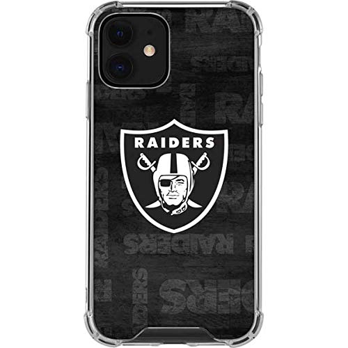 Skinit Clear Phone Case Compatible with iPhone 12 Mini - Officially Licensed NFL Las Vegas Raiders Black & White Design
