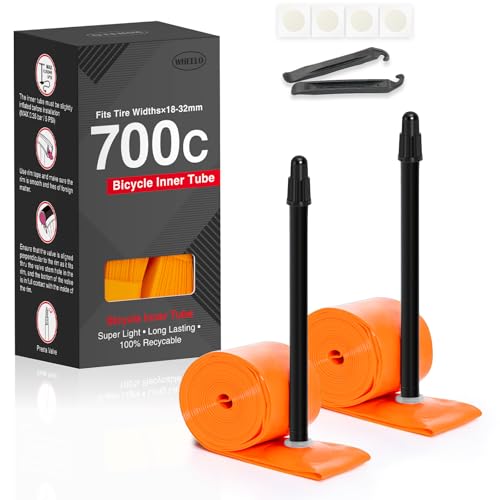 Hycline 2er-Pack TPU Fahrrad Schlauche: 700x18-32C (28 Zoll) Unisex Rennrad Ultraleichter Schlauch Presta-Ventil 85mm with 2 Reifenheber