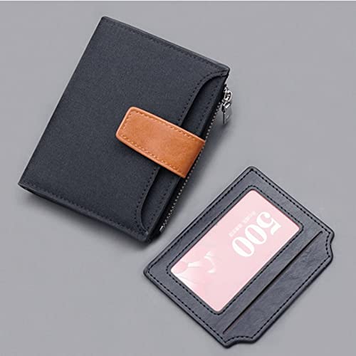 Mjwdp 2Pc Canvas Fabric Short Men's Wallet Multiple Card Slots Holder Snap Button Money Bag Vintage Zipper Women's Coin Purses (Color : E) #TOP5