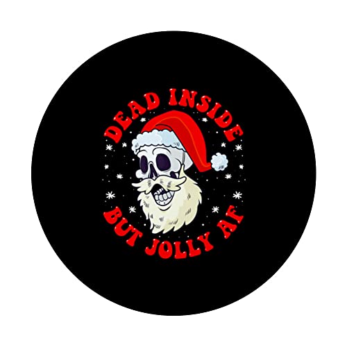 Dead Inside But Jolly AF Skull Santa Hat Christmas Lights PopSockets Swappable PopGrip, Black - Image 3
