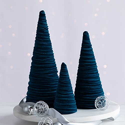 Image of Your Heart's Content Teal Velvet Trees Set of 3 (Teal)
