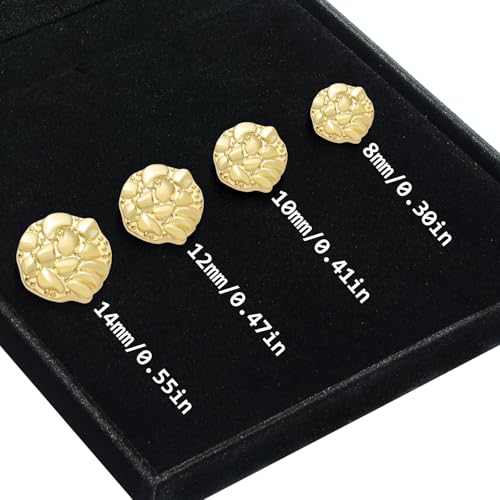 Gold Nugget Earrings for Men & Women, 18K Gold Plated Nugget Textured Stud Earrings, Classic Nugget Design Jewelry Gift, Unisex by Kavfeeo - Image 5