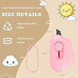Muclip Cloud Retractable Box Cutter 6 Pack - with Key Rings,Safe Auto-Retract Design,Mini Paper Cutter for Box,Packages,Mail,Envelopes,Portable Keychain Letter Opener for Home,Office,Travel (4 Color)