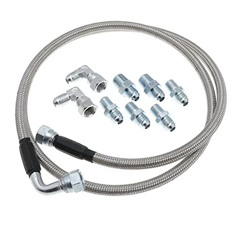 Osias Stainless Steel Braided Transmission Cooler Hoses Fittings， Fit For Chevy Mopar Gm Gmc Buick Cadillac Cars And Trucks, Replace Th350 700R4 Th400 52” Length #TOP6