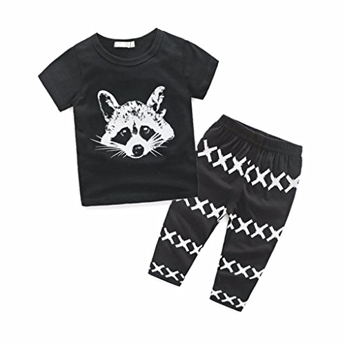 Image of Fanteecy Summer Newborn Infant Baby Boy Clothes Raccoon T-Shirt+Pants Set Toddler Outfits